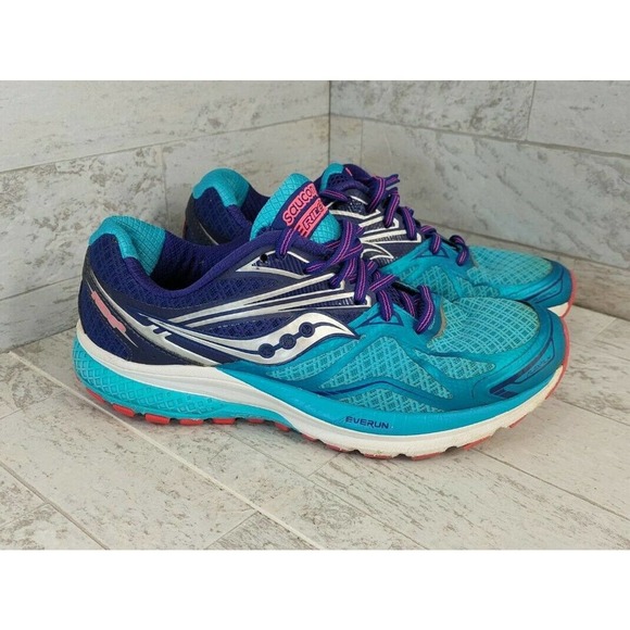 Saucony Ride 9 Everun Running Shoes Athletic Sneakers Teal/Purple Women's 7.5 - Picture 1 of 11